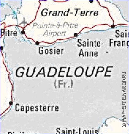 carte de Guadeloupe en anglais