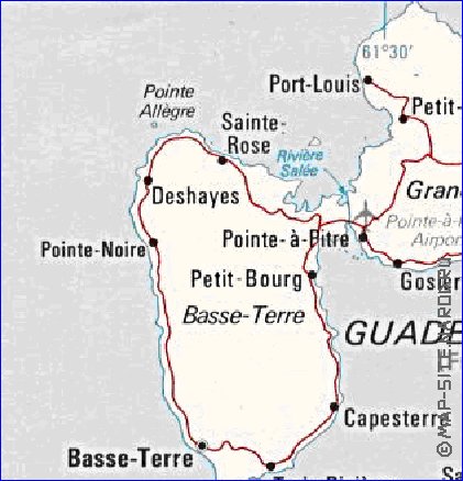 carte de Guadeloupe en anglais