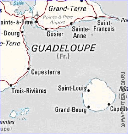 carte de Guadeloupe en anglais