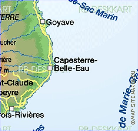 carte de Guadeloupe en allemand