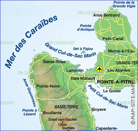 carte de Guadeloupe en allemand