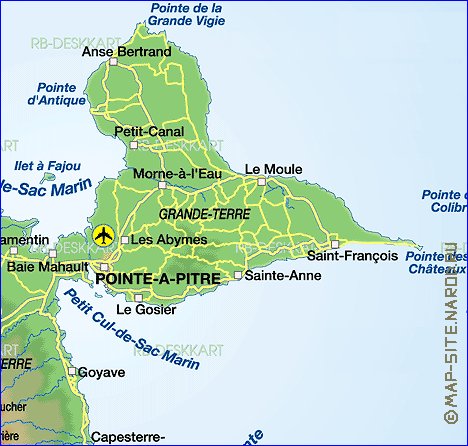 carte de Guadeloupe en allemand