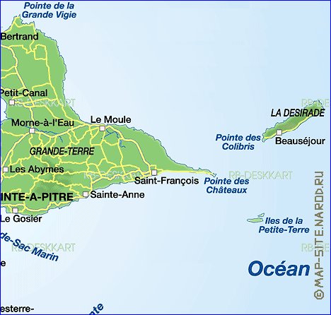 carte de Guadeloupe en allemand