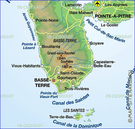 carte de Guadeloupe en allemand