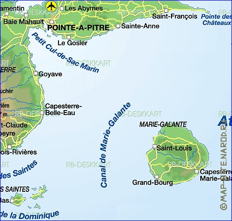 carte de Guadeloupe en allemand