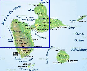 carte de Guadeloupe en allemand