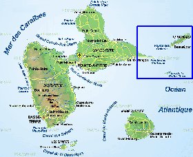 carte de Guadeloupe en allemand