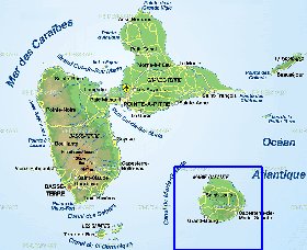 carte de Guadeloupe en allemand