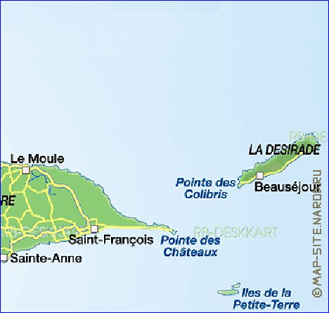 carte de Guadeloupe en allemand