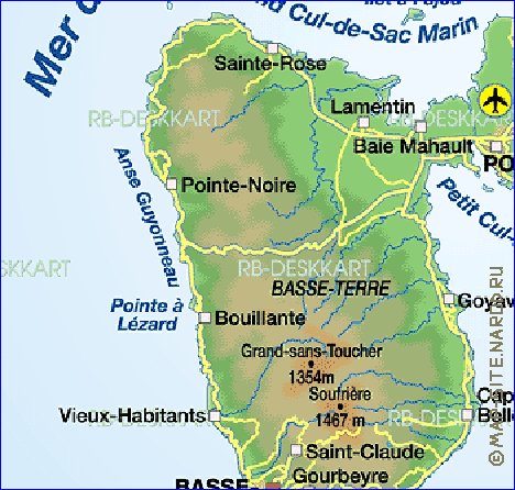 carte de Guadeloupe en allemand