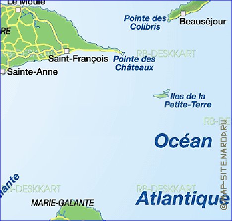 carte de Guadeloupe en allemand