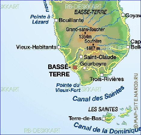 carte de Guadeloupe en allemand