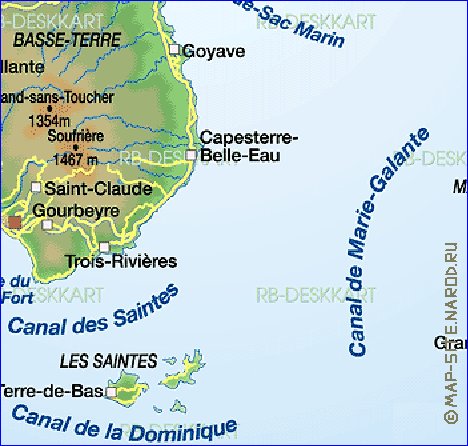 carte de Guadeloupe en allemand