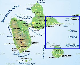 carte de Guadeloupe en allemand