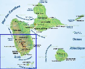 carte de Guadeloupe en allemand