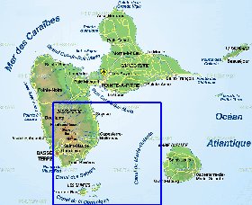 carte de Guadeloupe en allemand