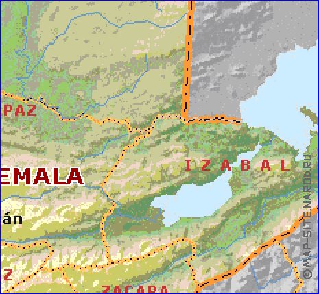 Administrativa mapa de Guatemala em ingles