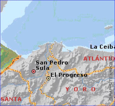 Administrativa mapa de Guatemala em ingles