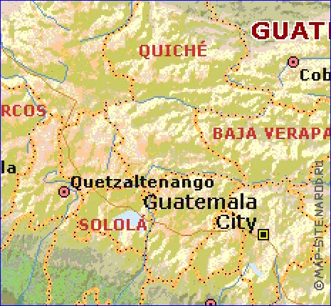 Administratives carte de Guatemala en anglais