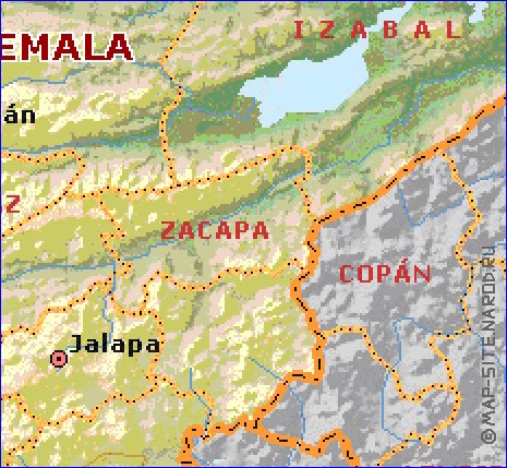 Administratives carte de Guatemala en anglais