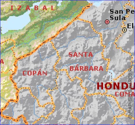 Administrativa mapa de Guatemala em ingles