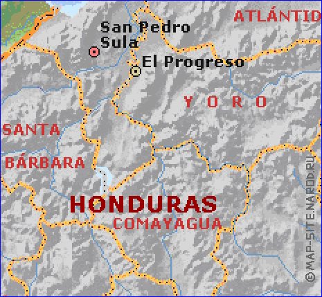 Administrativa mapa de Guatemala em ingles