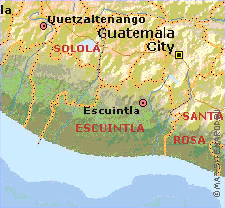 Administrativa mapa de Guatemala em ingles