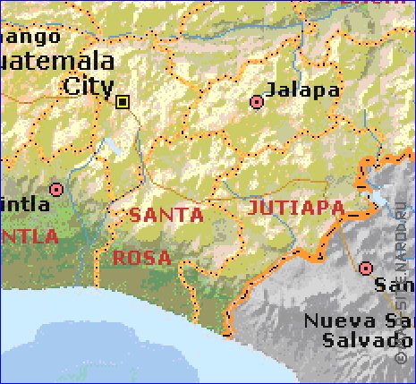 Administrativa mapa de Guatemala em ingles