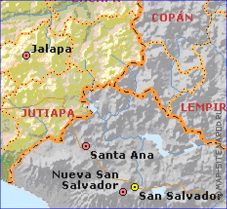 Administrativa mapa de Guatemala em ingles