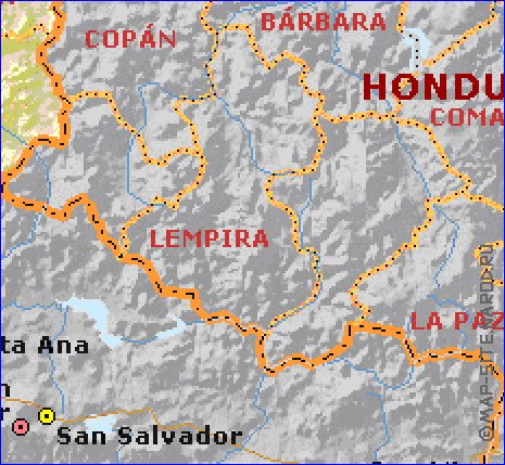 Administrativa mapa de Guatemala em ingles