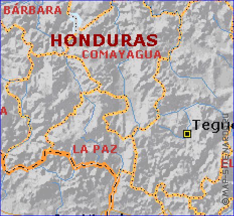 Administrativa mapa de Guatemala em ingles