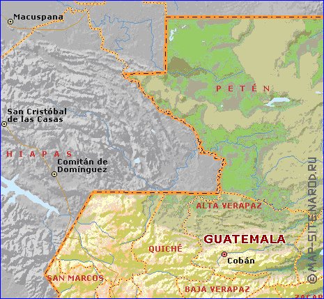 Administrativa mapa de Guatemala em ingles