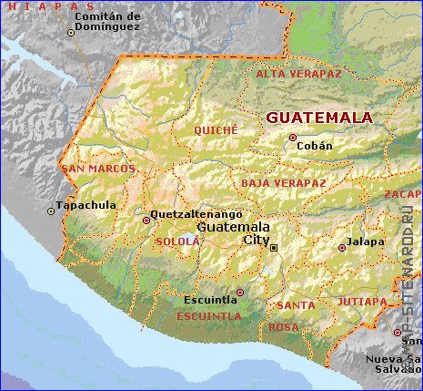 Administratives carte de Guatemala en anglais