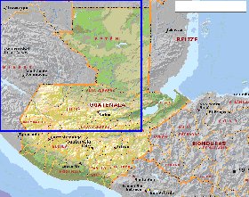 Administrativa mapa de Guatemala em ingles