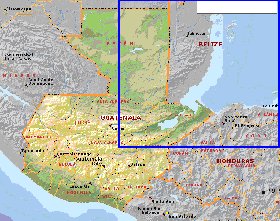 Administrativa mapa de Guatemala em ingles