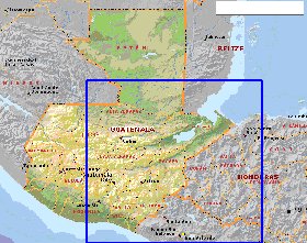 Administrativa mapa de Guatemala em ingles