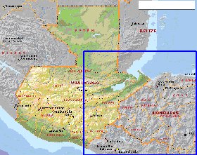 Administrativa mapa de Guatemala em ingles