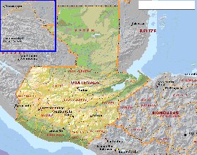 Administrativa mapa de Guatemala em ingles