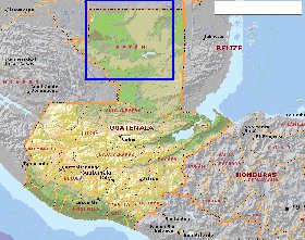 Administrativa mapa de Guatemala em ingles