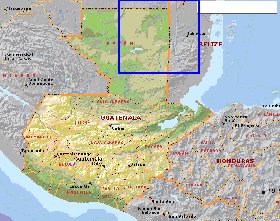 Administrativa mapa de Guatemala em ingles