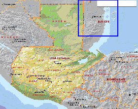 Administratives carte de Guatemala en anglais