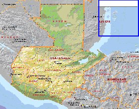 Administrativa mapa de Guatemala em ingles