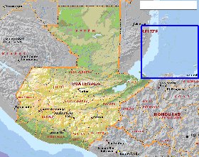 Administrativa mapa de Guatemala em ingles