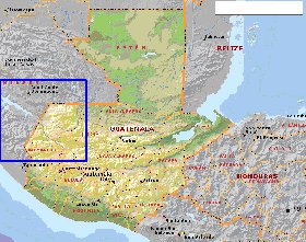 Administrativa mapa de Guatemala em ingles