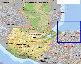 Administrativa mapa de Guatemala em ingles