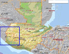 Administratives carte de Guatemala en anglais