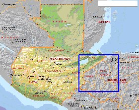 Administrativa mapa de Guatemala em ingles