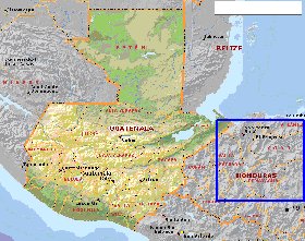 Administrativa mapa de Guatemala em ingles