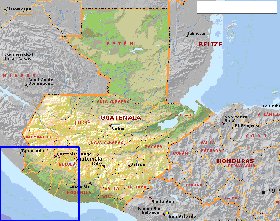 Administrativa mapa de Guatemala em ingles