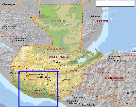 Administrativa mapa de Guatemala em ingles